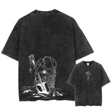 Hip Hop Washed Oversize T Shirt Men Streetwear Japanese