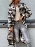 Plaid Trench Coat Fashionable Lengthened Plaid Shirt Women's Coat