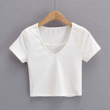 Women T-Shirt Summer V-neck Short Sleeve T-shirt Top