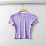 Women T-Shirt Spring Slim-Fit Short-Sleeved round Neck T-shirt
