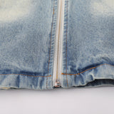 Men Denim Jacket Men's Loose Lapels Washed and Worn Denim Jacket