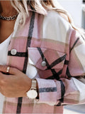 Plaid Trench Coat Autumn and Winter Long Sleeve Plaid Shirt Coat