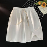 Men Sweatpants Khaki Waffle Shorts Summer Loose Casual Sports Pants