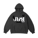 Men Hoodie Flocking Embroidered Cat Letter Hooded Sweater