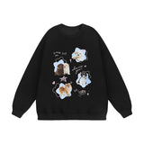 Men Hoodie Puppy Printed Crew Neck Sweatshirt Men