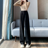 Palazzo Pants White Wide Leg Pants Women's Spring Autumn and Winter Drooping Straight Corduroy Suit