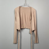 Women's Long Sleeve Shirt V-neck Long Sleeve Short Cardigan Top
