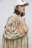 Unisex Jacket Autumn Color Vertical Bar Baseball Uniform Women's Clothing