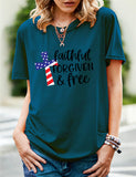 Women's Independence Day T Shirt Pattern Printed Short-Sleeved T-shirt
