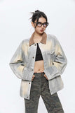 Unisex Jacket Autumn Monochrome Denim Coat Women's Clothing