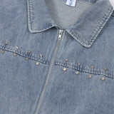 Men Denim Jacket Washed Denim Jacket Men's Spring and Autumn Loose Casual Zipper Cardigan Denim Jacket