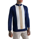 Men Sweater Casual Jacket Long-Sleeved Slim Jacquard Knitted Sweater