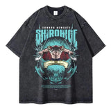Portgas D Ace T-shirts Vintage Washed Anime T Shirt Luffy