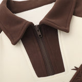Men Hoodie Five-Pointed Star Embroidered Sweater Men's Loose Color Contrast Patchwork Lapel