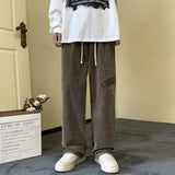 Men Sweatpants Embroidered Corduroy Pants Men's Loose Straight