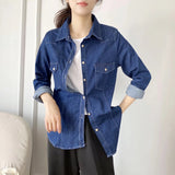 Women T-shirt Denim Shirt Women's Autumn and Winter Shirt Top