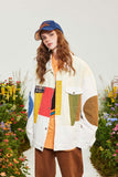 Unisex Jacket Autumn Color Contrast Patchwork Coat