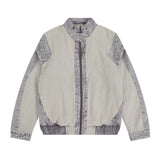 Men Denim Jacket Stitching Washed and Worn Denim Jacket Coat Men's Autumn and Winter Loose Denim Jacket