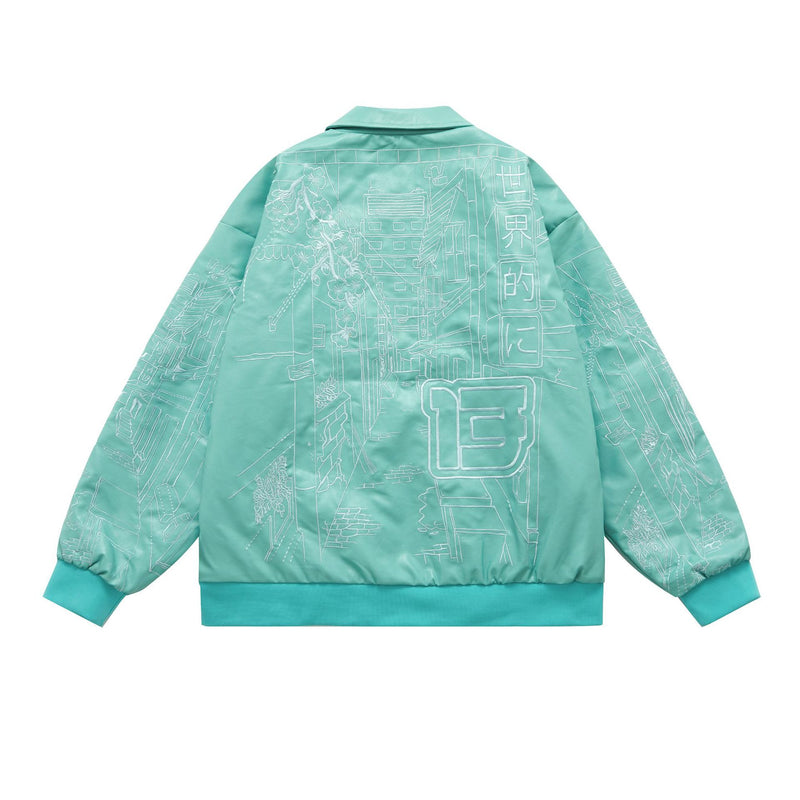 Graffiti Bomber Jacket Denim Jacket Men and Women Loose