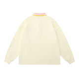 Men Hoodie Embroidery Love Lapel Sweater Boys Loose Long Sleeve Half-Open Collar Polo Shirt Pullover Top