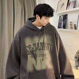 Men Hoodie Sweater Spring and Autumn Retro Fashion Brand Hooded Top Pu Handsome Coat