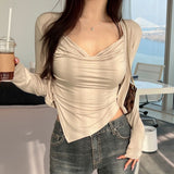 Women Long Sleeve Shirt Vest Camisole Women's Long Sleeve Jacket Cardigan
