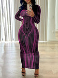Women Dresses Autumn and Winter round Neck Fashion Printing Base Dress