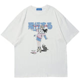 Harajuku Cartoon Girl Cat Japanese Kanji Graphic