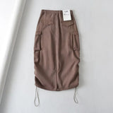 Women Skirt Retro Workwear Denim Long Skirts Female Spring and Autumn Skirt