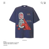 American vintage street T-shirt pure cotton retro men's and women's summer loose