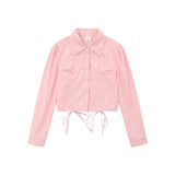 Women Long Sleeve Shirt Girls' Spring and Autumn Solid Color Casual Long Sleeves Button Shirt