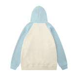 Men Hoodie Kitten Printed Hoodie Men's Color Contrast Patchwork Raglan Sleeve Pullover Hoodie