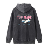 Men Hoodie Washed Vintage Printed Hoodie Men