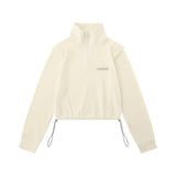 Women Hoodie Waffle Stand Collar Half Sweater Women's Autumn Loose Top