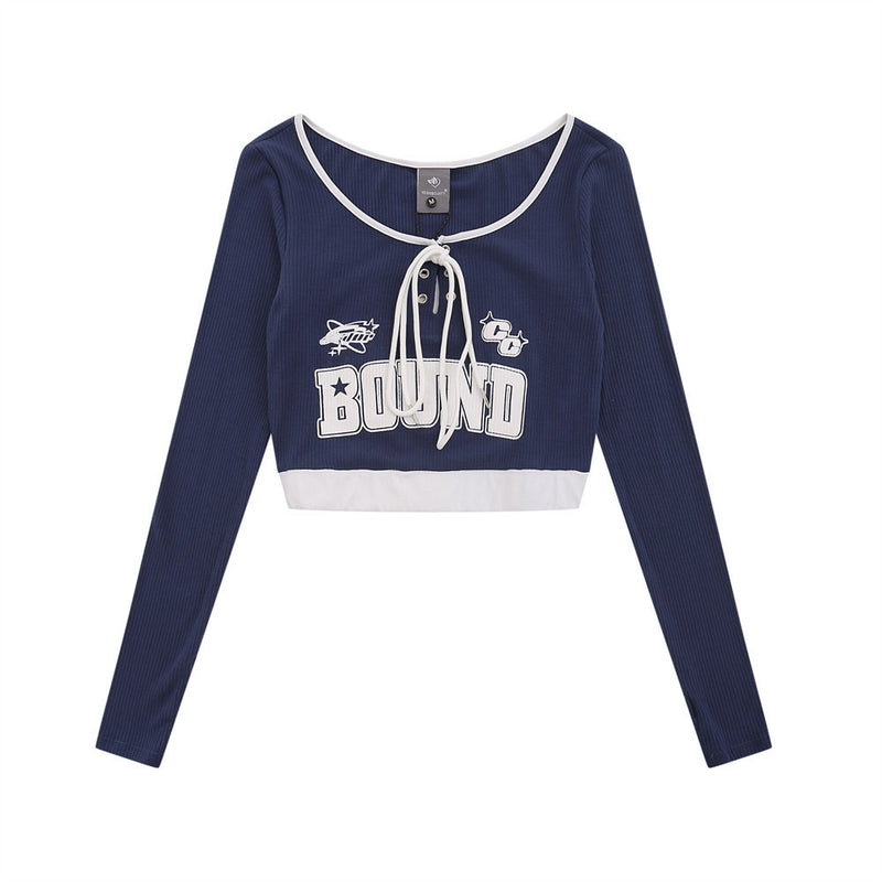 Women Long Sleeve T-shirt Short-Sleeved T-shirt Girls' Autumn Break Printing