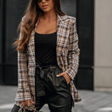 Plaid Trench Coat Fashion Plaid Slim Fit Printed Blazer for Women