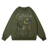 Men Hoodie Printed round Neck Long-Sleeved Sweater Men's Autumn and Winter Loose Sports Pullover