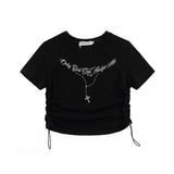 Women T-shirt Short-Sleeved T-shirt Women's Letter Printed Cotton Summer round Neck Short Sleeves