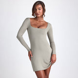 Woman Dresses Women's Winter Long Sleeve Backless Jumpsuit Skirt