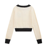Women Sweater Girls' Casual Autumn Crew Neck Color Matching Long Sleeve