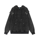 Men Hoodie Washed Old Hooded Sweater Men's Loose Casual