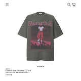 American vintage street T-shirt large size retro men's summer loose