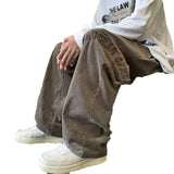 Men Sweatpants Embroidered Corduroy Pants Men's Loose Straight