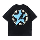 Men T Shirt Vintage Letter Print Street Style Casual Couple Short Sleeve T-shirt