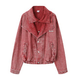 Men Denim Jacket Fake Two-Piece Denim Jacket Men Washed and Worn Denim Jacket