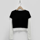 Women Long Sleeve Shirt Autumn Long Sleeve Short Top Women's round Neck Bottoming Shirt