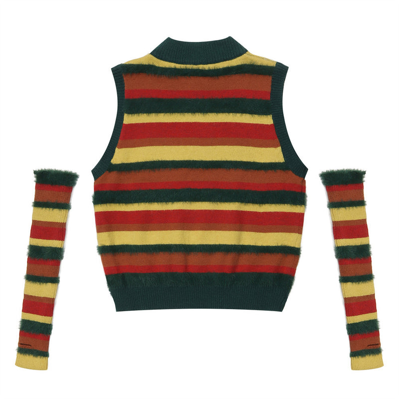 Women Sweater Sleeveless Knitwear Vest Women's Half Zipper Waistcoat
