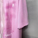 Men T-shirts Paris Eiffel Tower color print washed old short-sleeved T-shirts