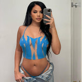 Women Halter Tops Women's Spring Backless Halter Lace-up Tube Top