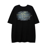 Men T Shirt Hip Hop Vintage Print Short Sleeves T-shirt Men and Women Casual